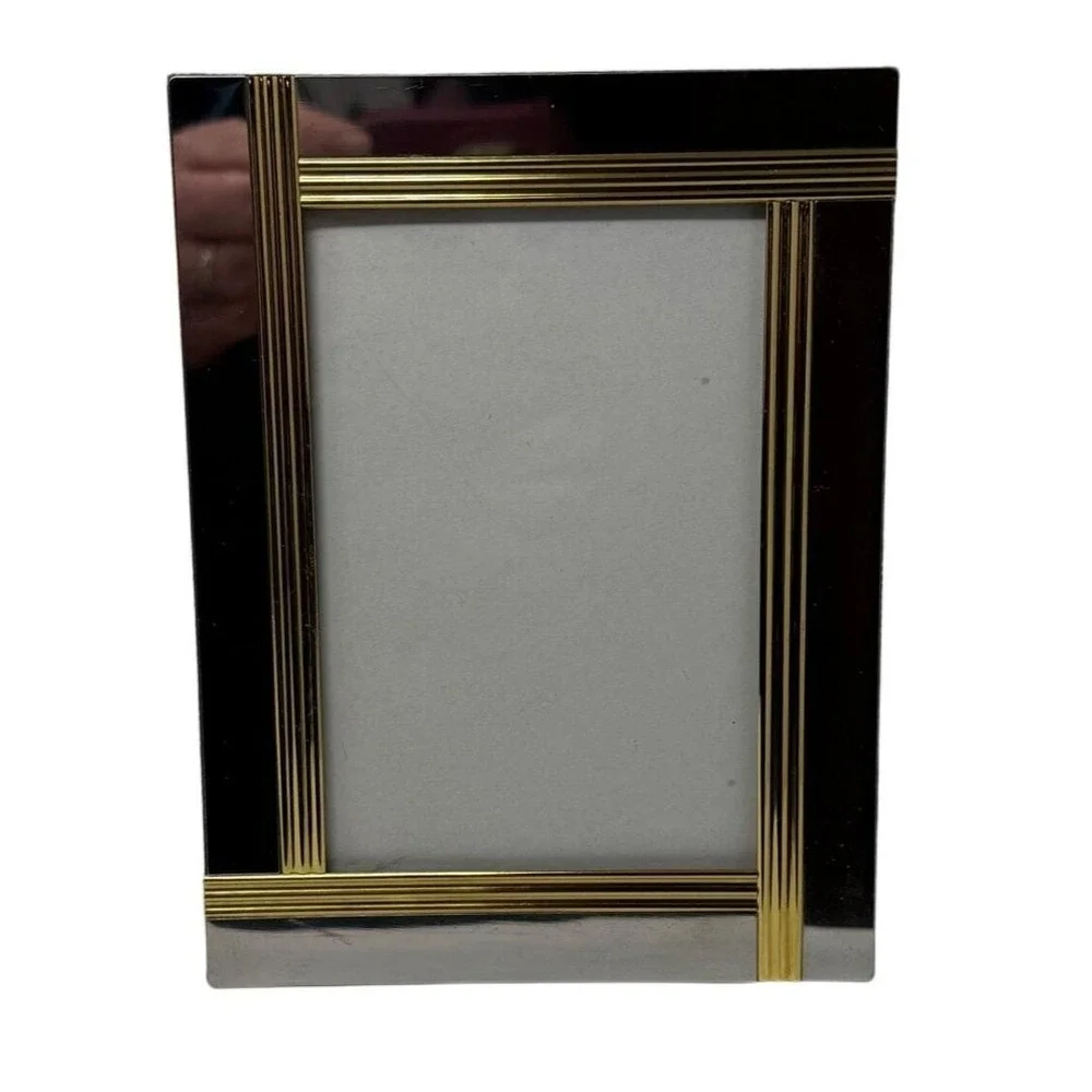 Set 3 Vintage MCM Silver & Brass Gold Photo Picture Frames 80s 90s 4x6 5x7 8x10